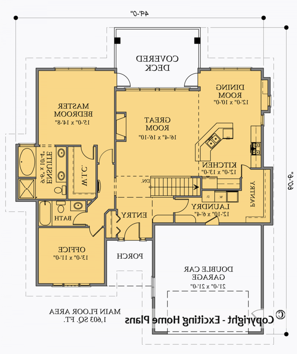 House Plan E1019-10 Main Floor Plan REVERSE