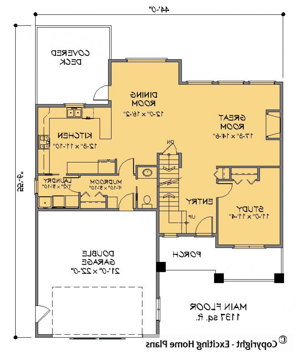House Plan E1483-10 Main Floor Plan REVERSE