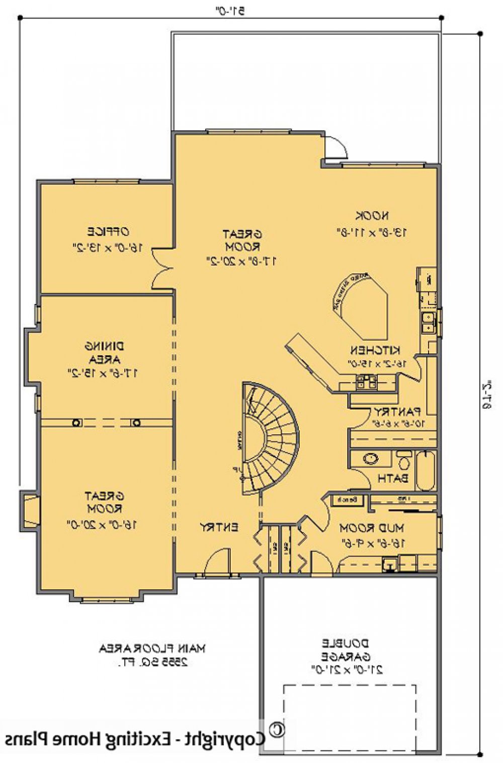 House Plan E1098-10  Main Floor Plan REVERSE