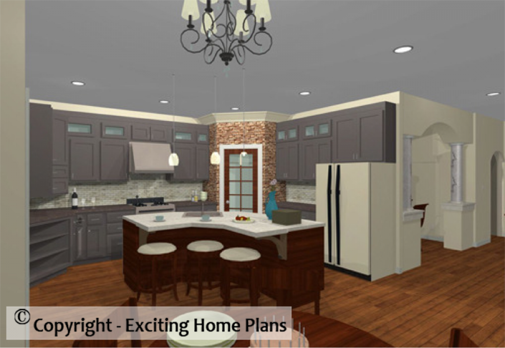 House Plan E1027-10 Interior Kitchen 3D Area
