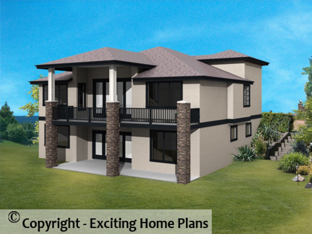 House Plan E1143-10 Rear 3D View