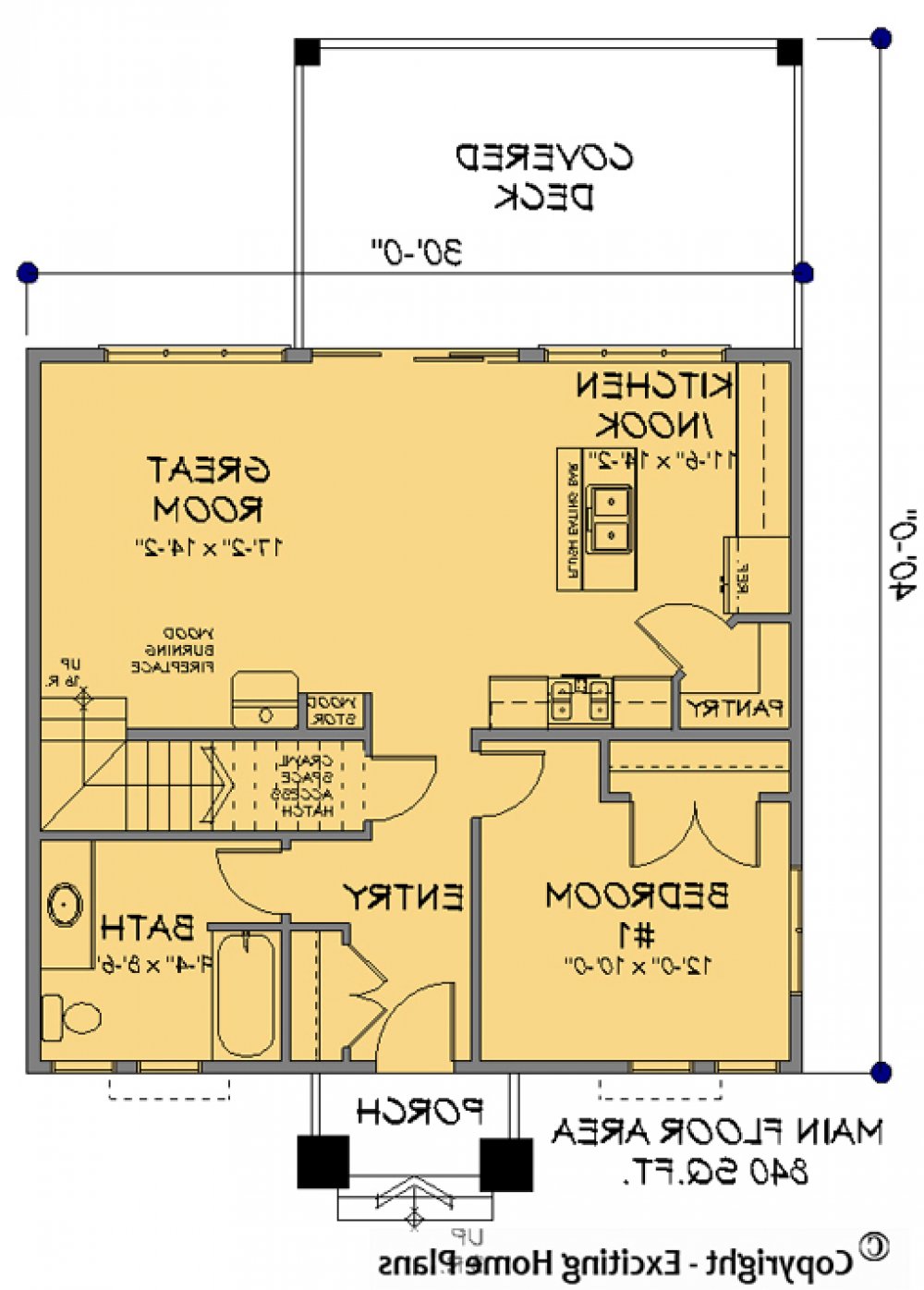 House Plan E1113-10  Main Floor Plan REVERSE