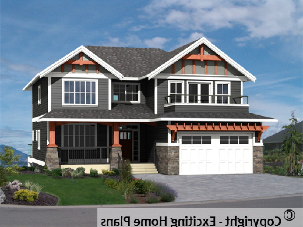 House Plan E1075-11 Exterior 3D View REVERSE