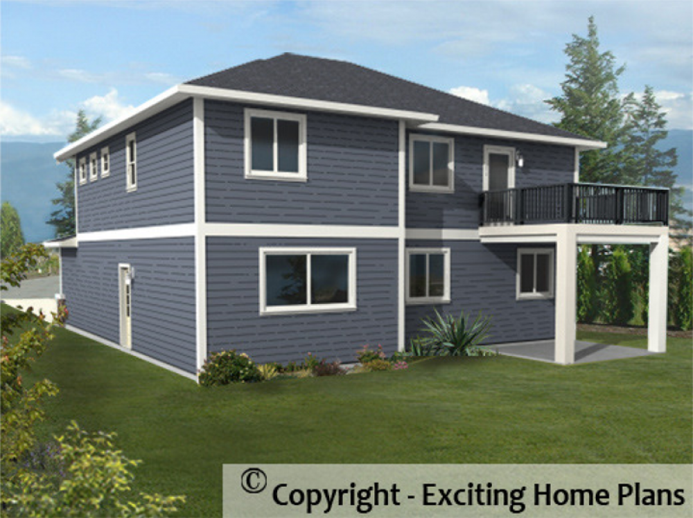 House Plan E1023-10 Rear 3D View