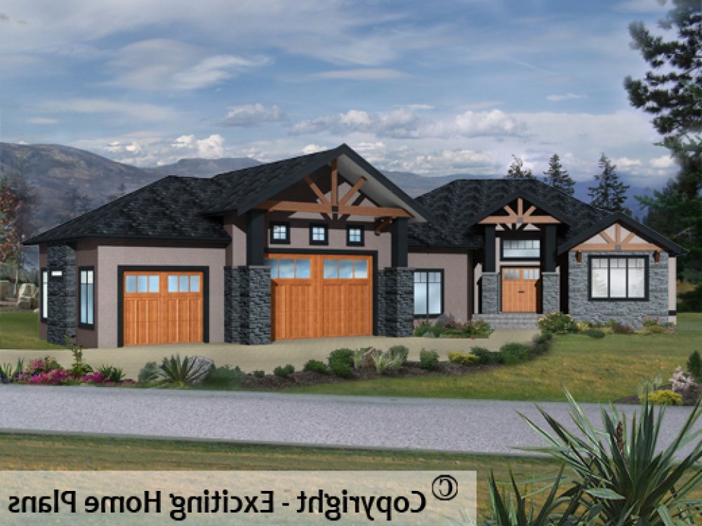 House Plan E1355-10 Exterior 3D View REVERSE