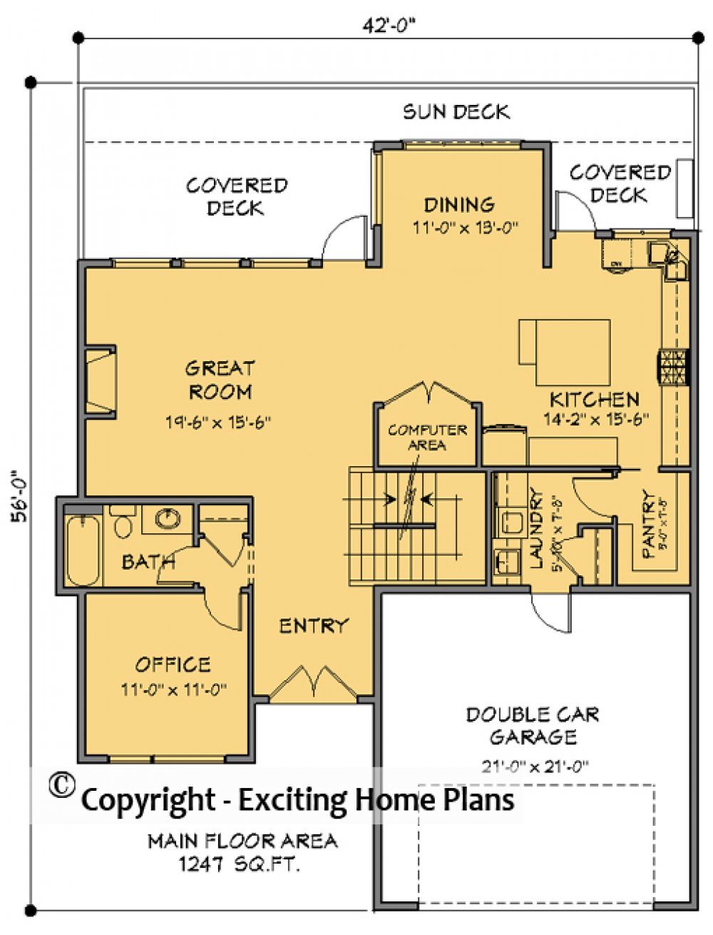 House Plan E1744-10 – Main Floor Plan