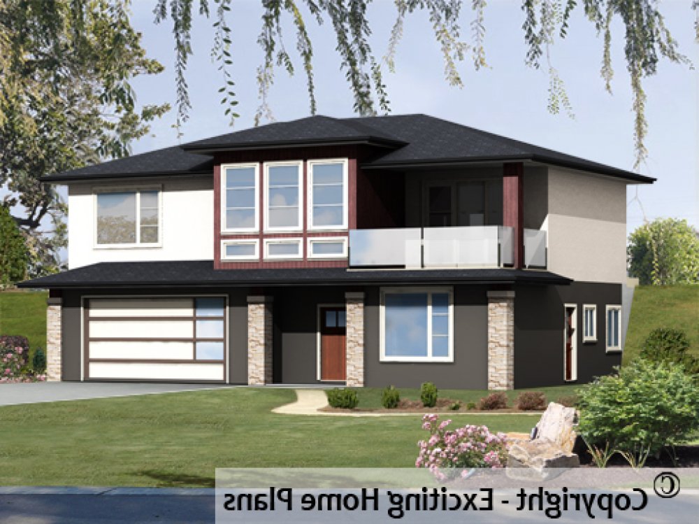 House Plan E1727-10 Front 3D View REVERSE