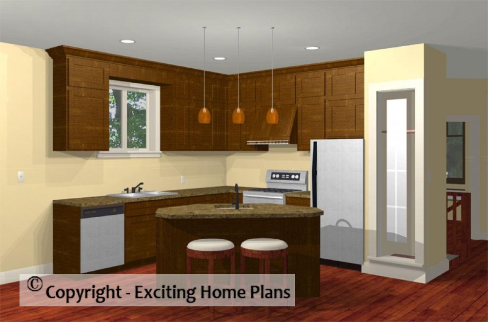 House Plan E1601-10M Interior Kitchen 3D Area