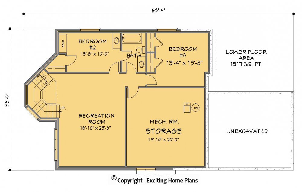 House Plan E1228-10 Lower Floor Plan