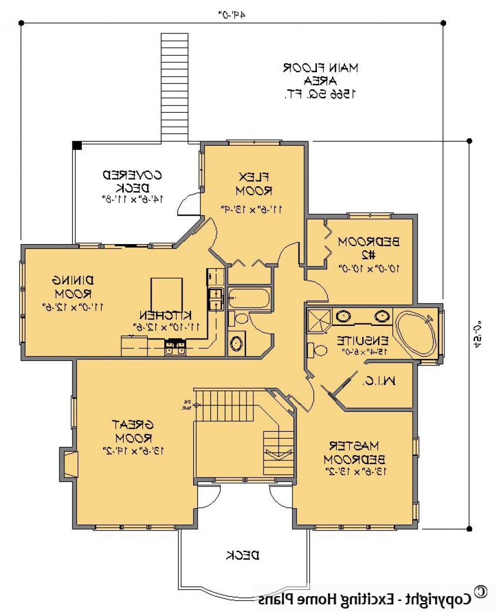 House Plan E1217-10  Main Floor Plan REVERSE