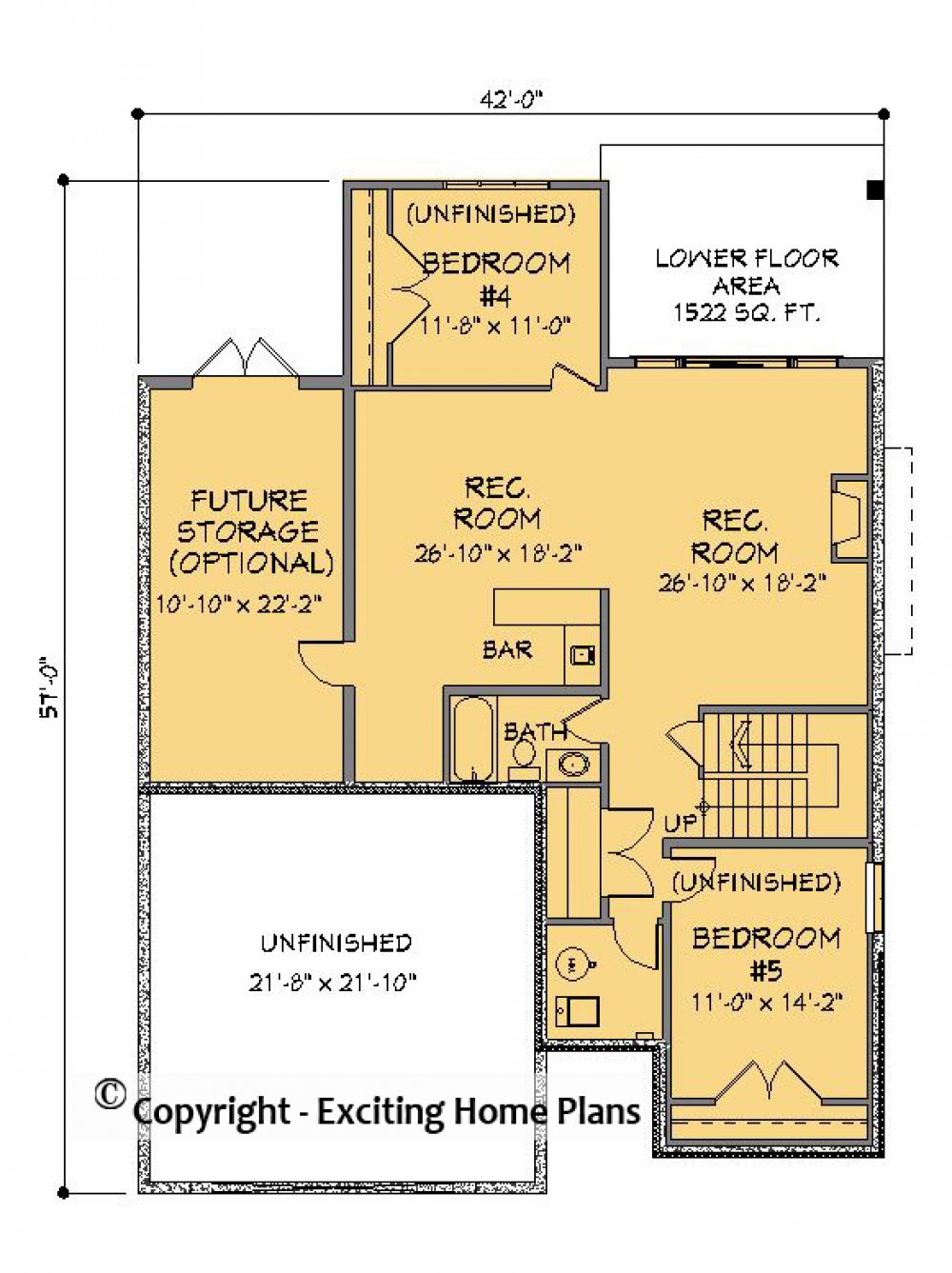 House Plan E1329-10 Lower Floor Plan
