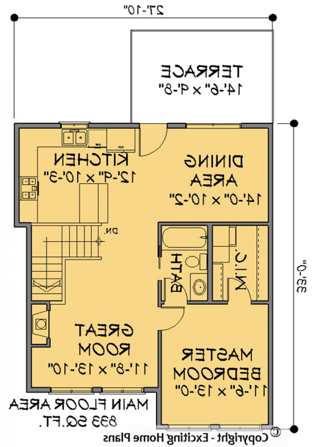 House Plan E1157-10 Main Floor Plan REVERSE