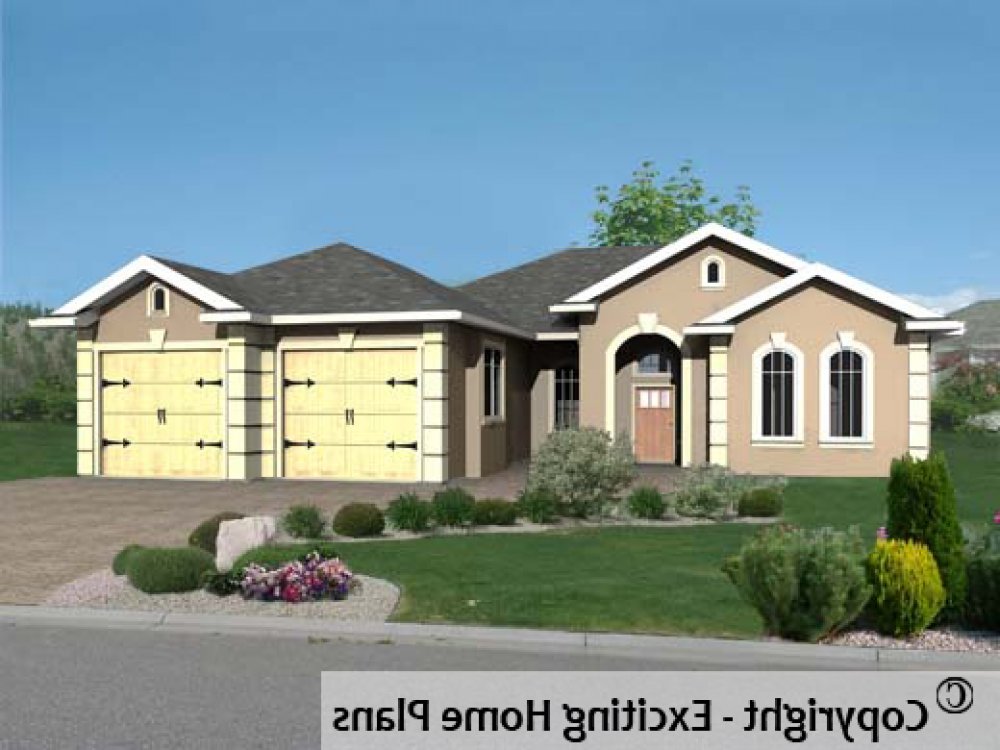 House Plan E1090-10 Exterior 3D View REVERSE