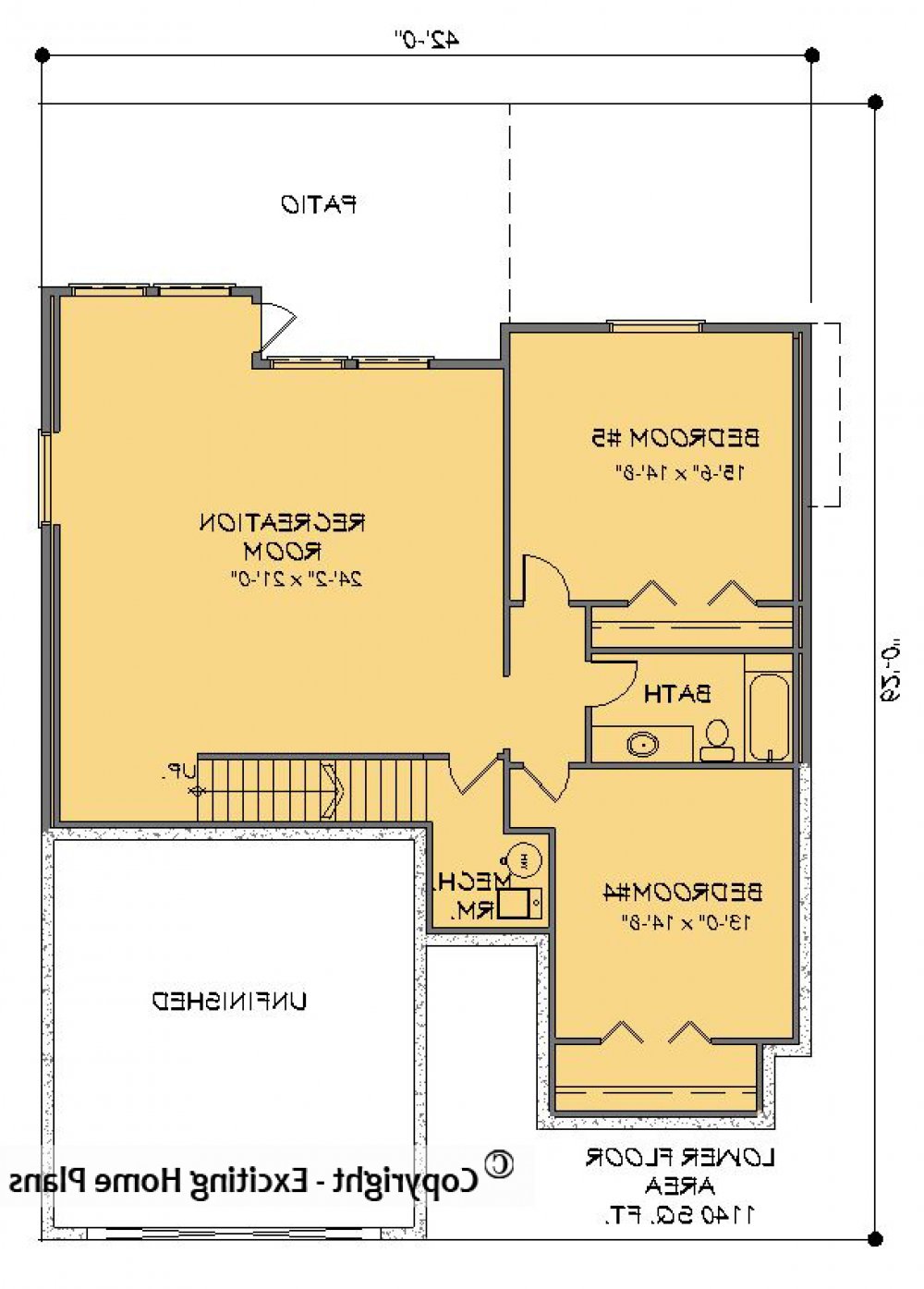 House Plan E1316-10 Lower Floor Plan REVERSE