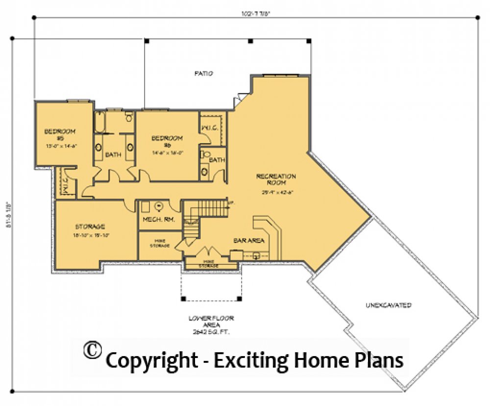 House Plan E1519-10  Lower Floor Plan