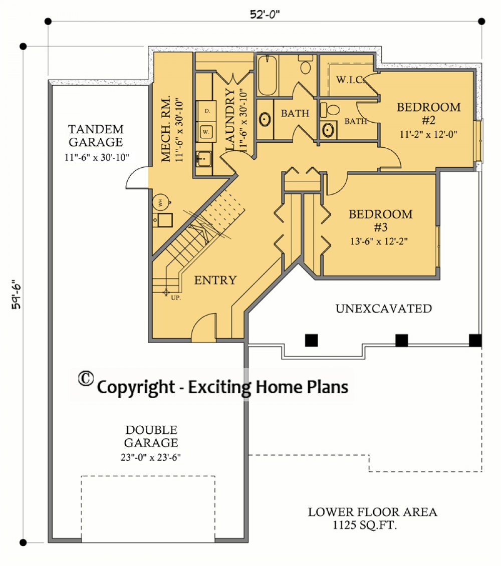 House Plan E1070-10 Lower Floor Plan