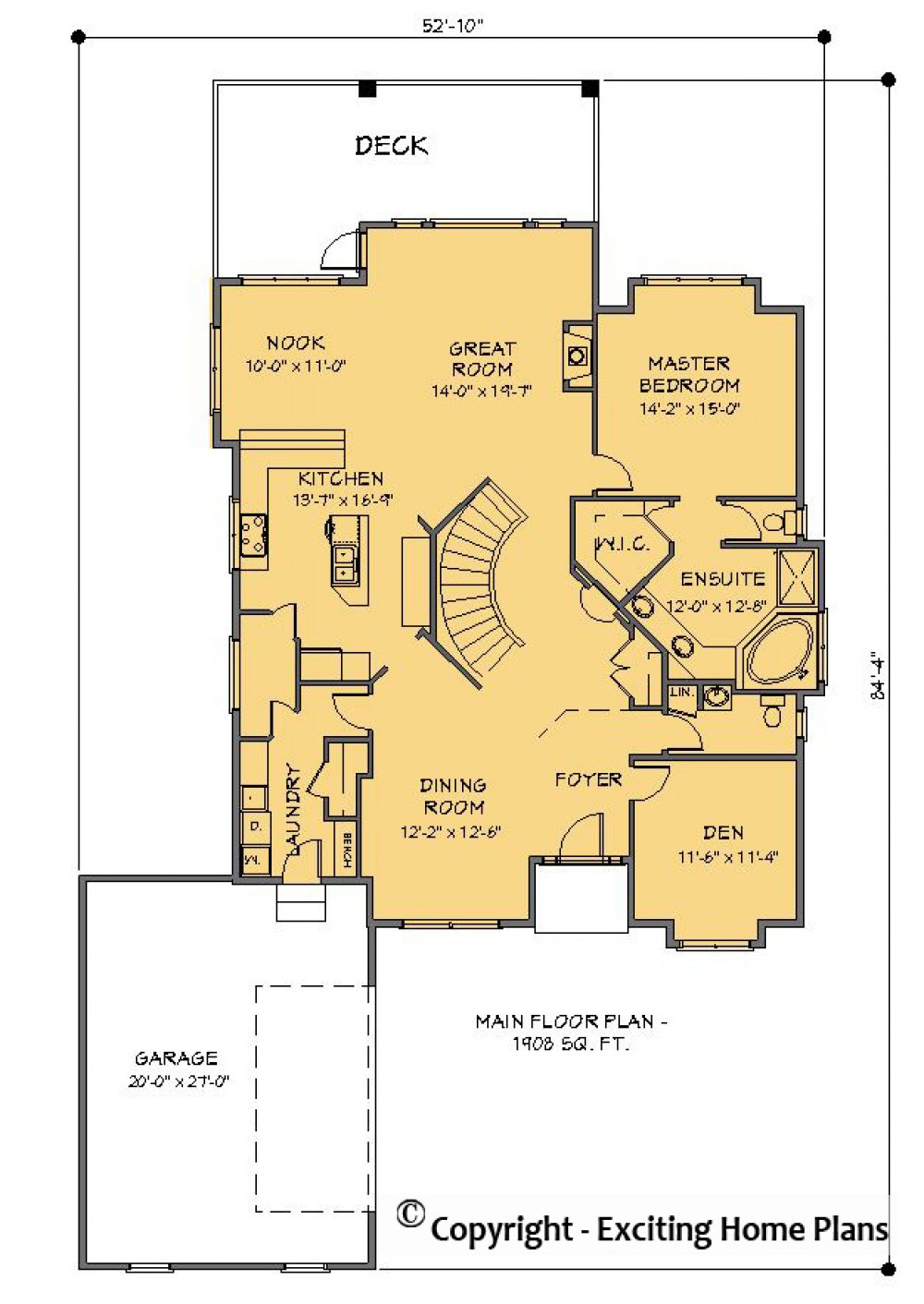 House Plan E1238-10  Main Floor Plan