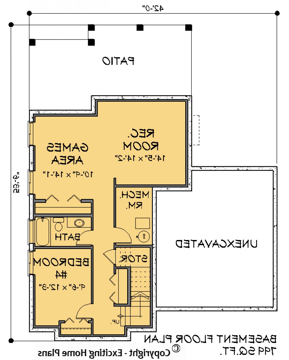 House Plan E1307-10 Lower Floor Plan REVERSE