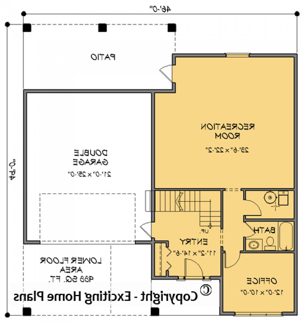 House Plan E1646-10 Lower Floor Plan REVERSE