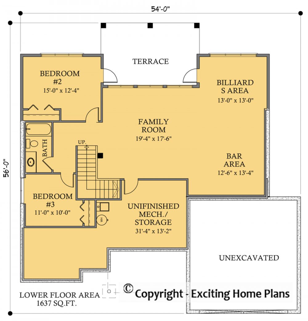 House Plan E1078-10 Lower Floor Plan