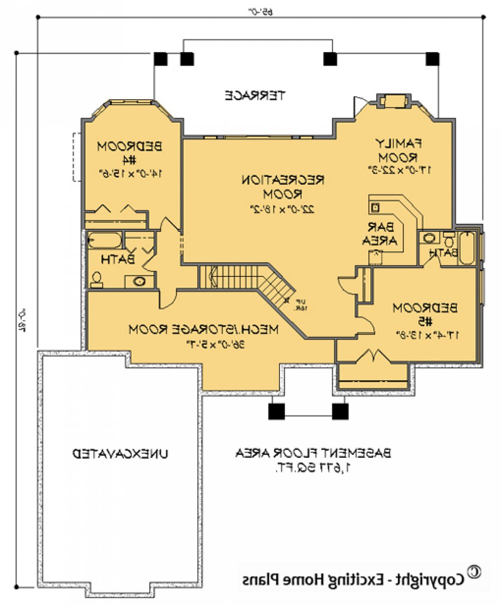 House Plan E1144-10 Lower Floor Plan REVERSE