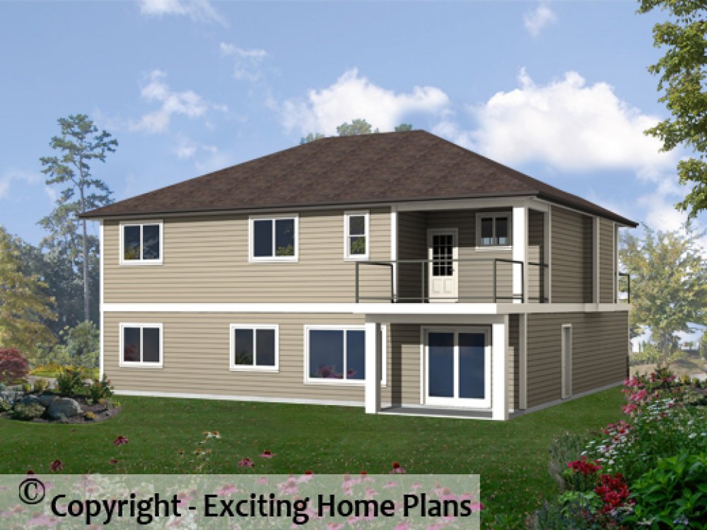 House Plan E1399-10 Rear 3D View