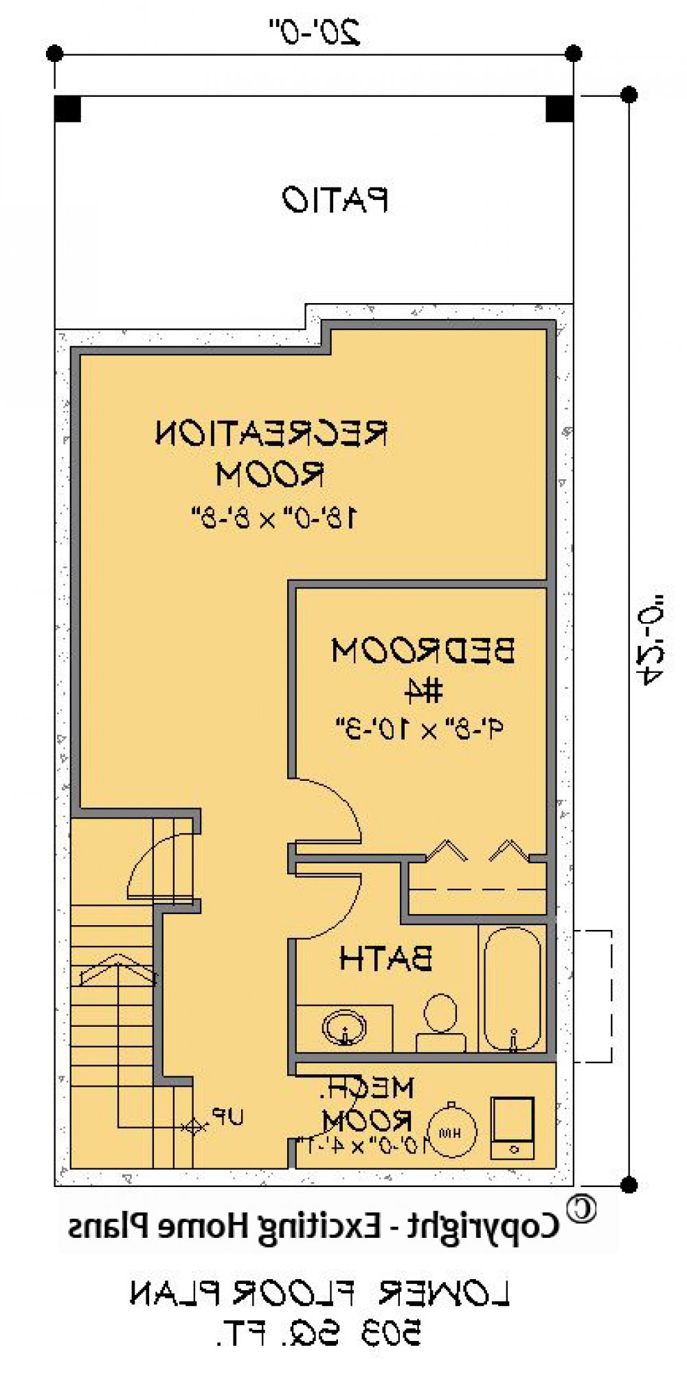 House Plan E1269-10 Lower Floor Plan REVERSE