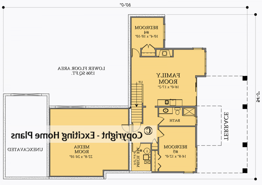 House Plan E1014-10  Lower Floor Plan REVERSE