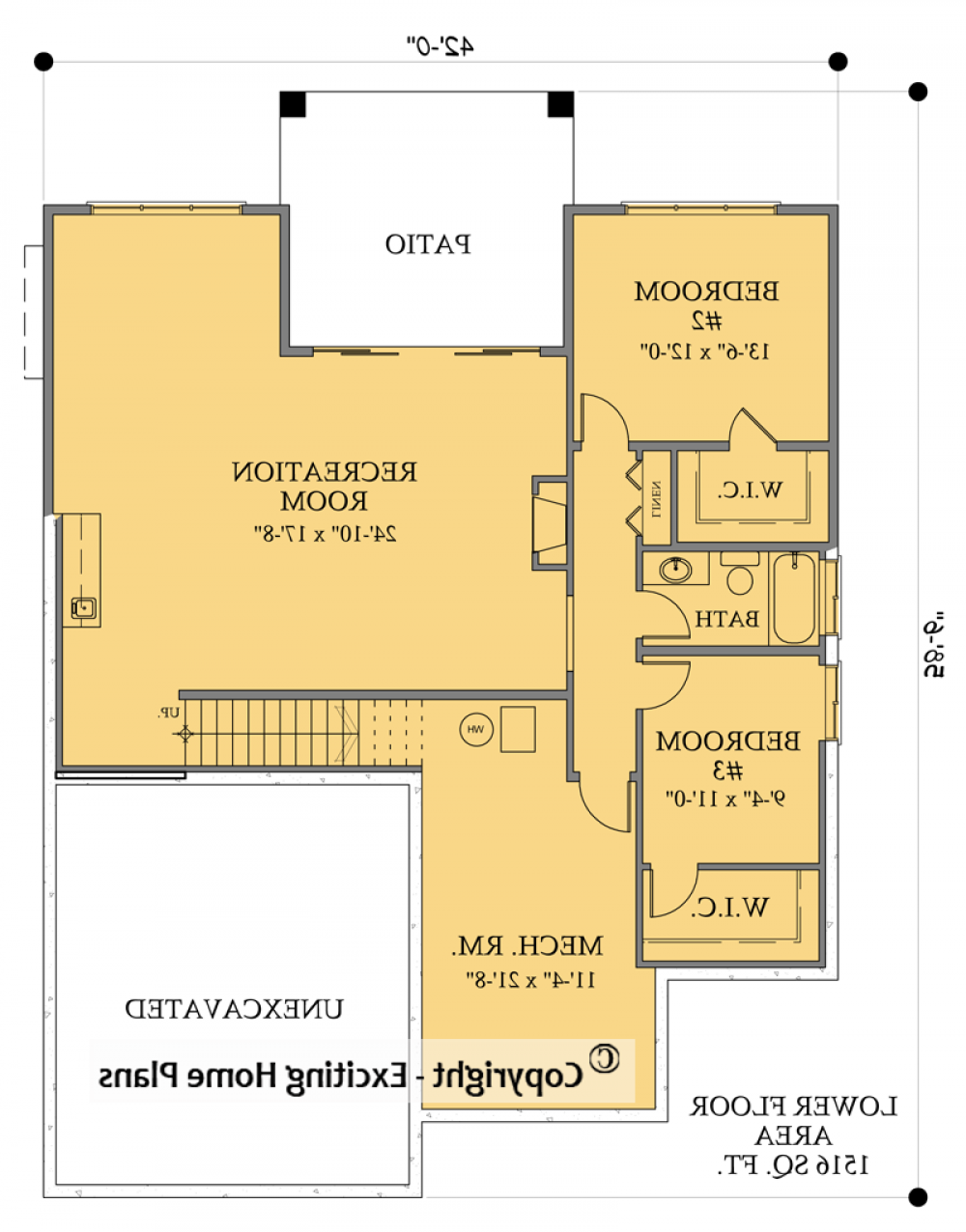 House Plan E1303-10 Lower Floor Plan REVERSE
