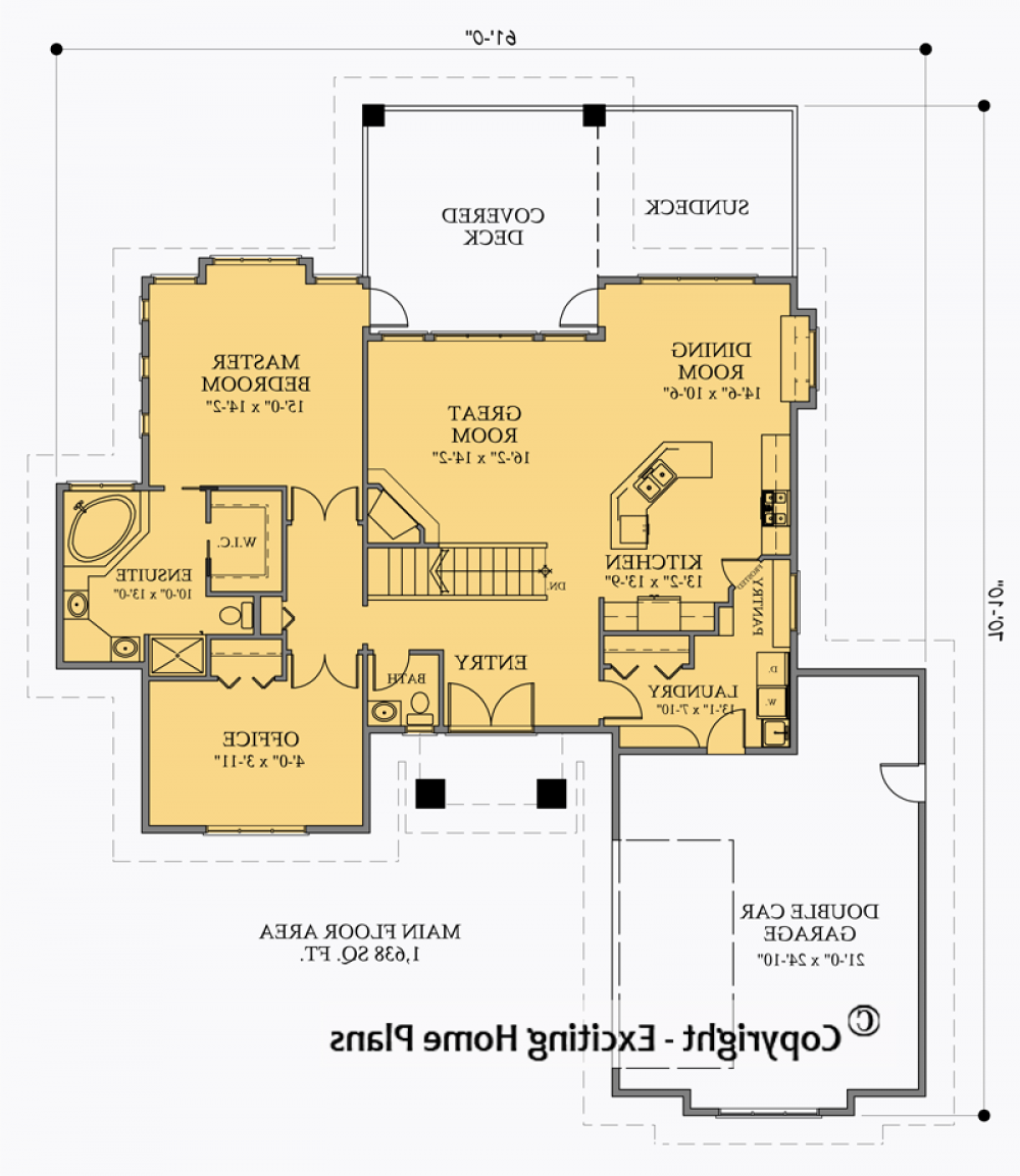 House Plan E1056-10  Main Floor Plan REVERSE