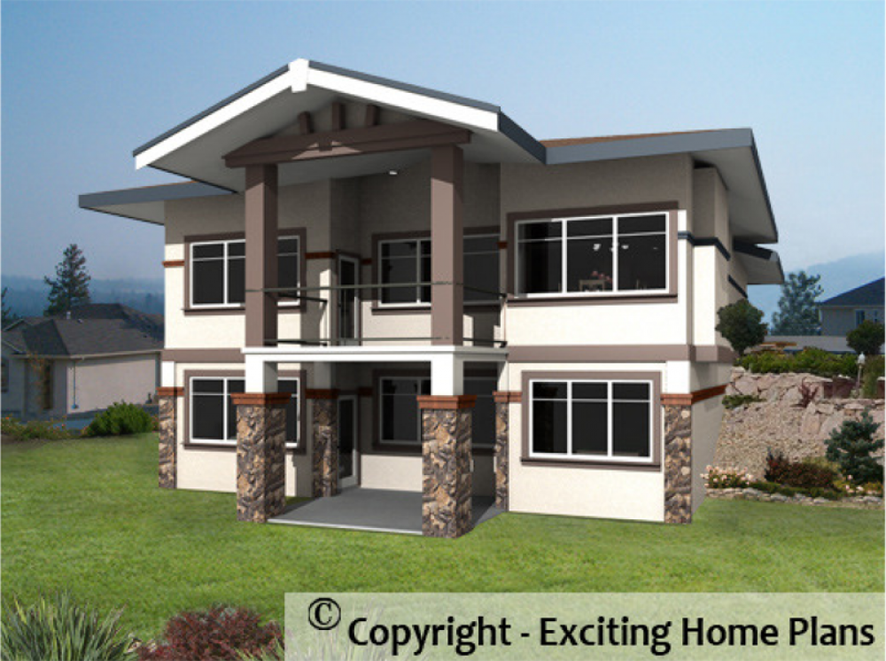 House Plan E1047-10 Rear 3D View