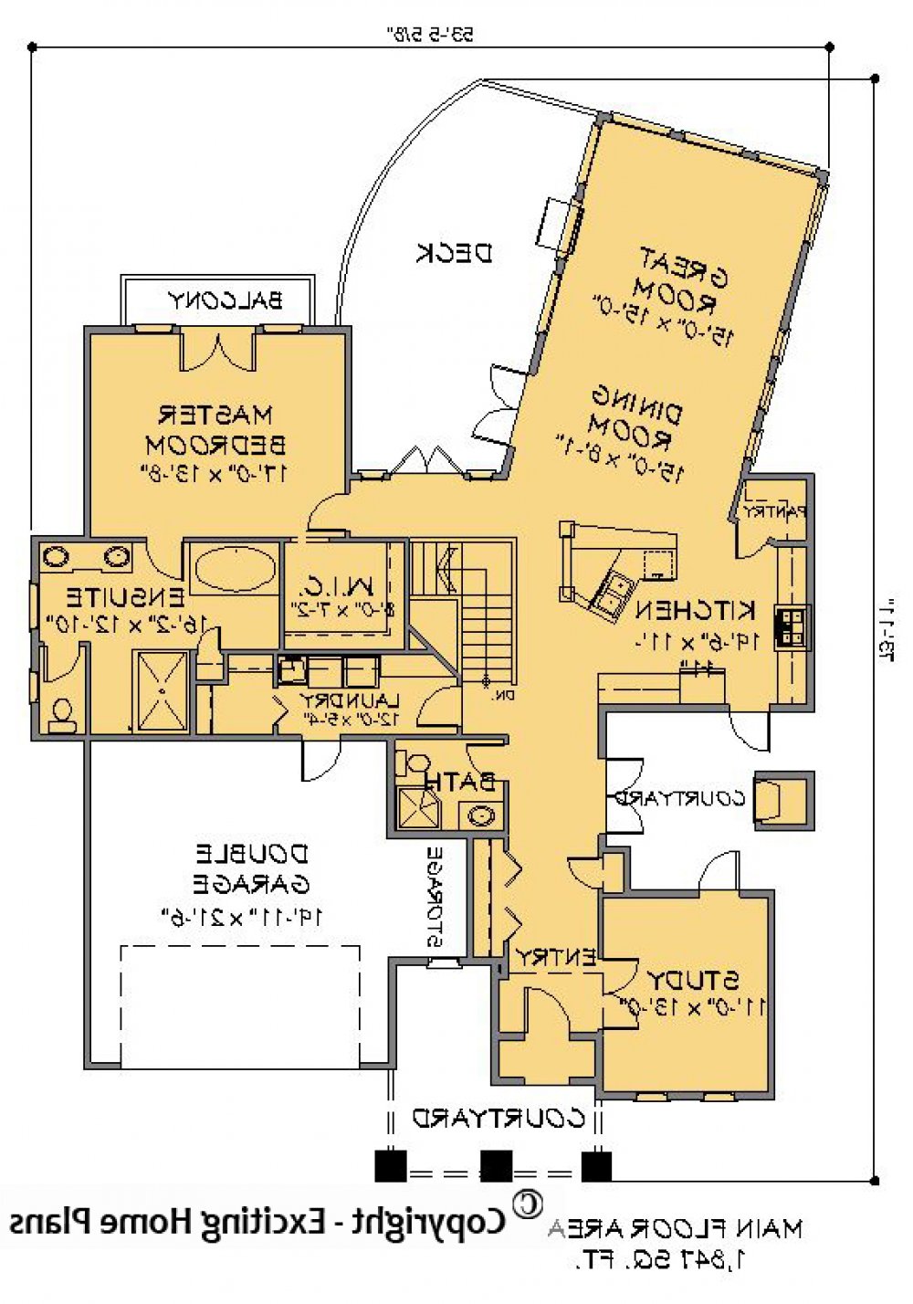 House Plan E1407-10 Main Floor Plan REVERSE