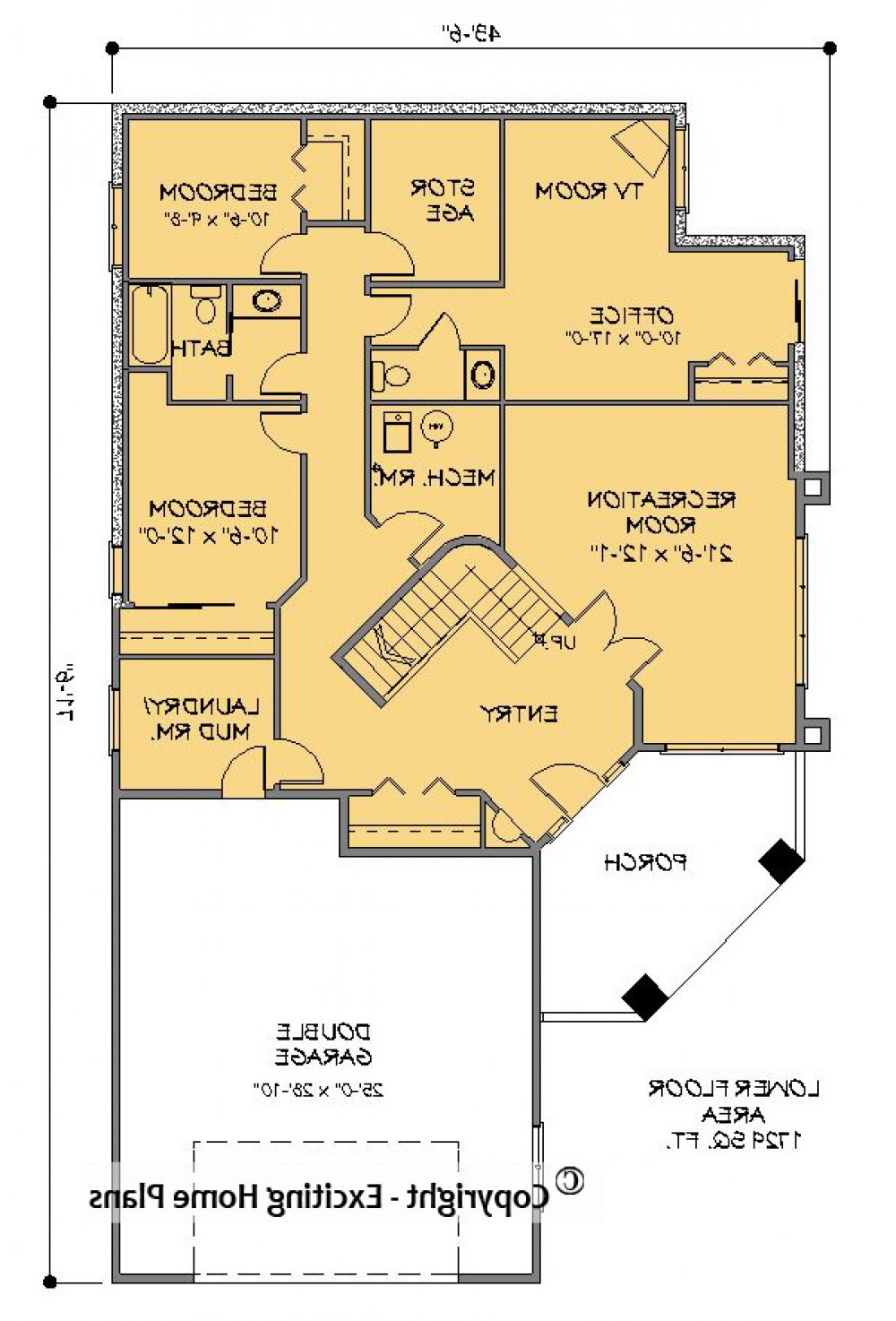 House Plan E1297-10 Lower Floor Plan REVERSE