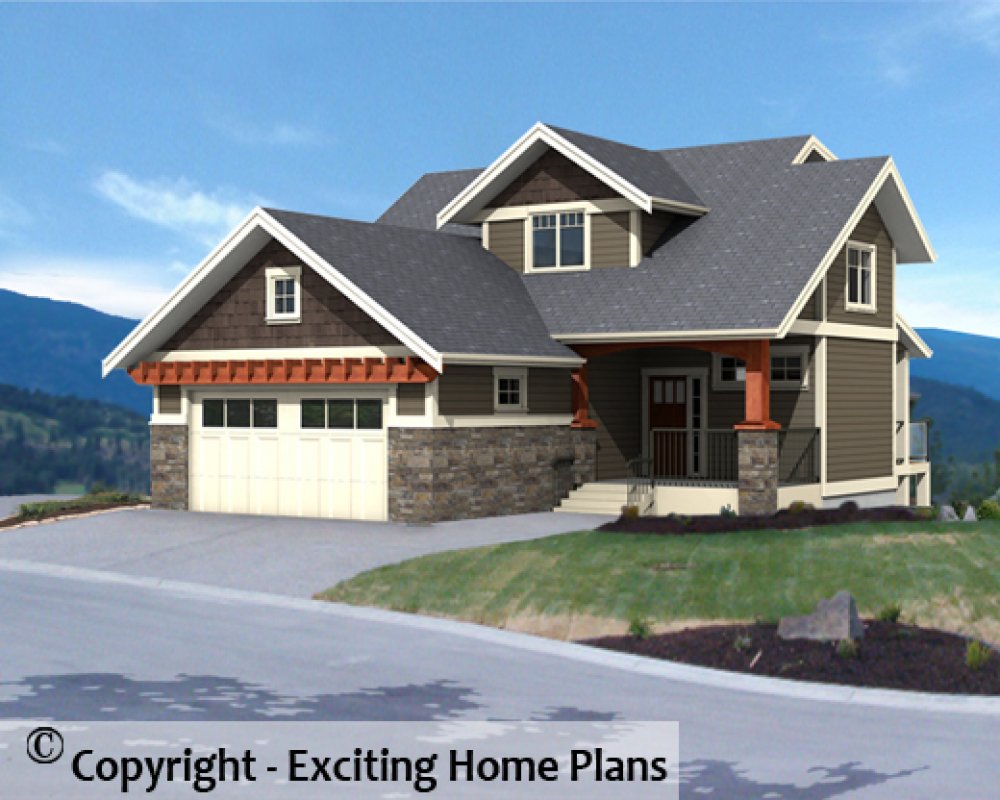 House Plan E1496-10  Front 3D View