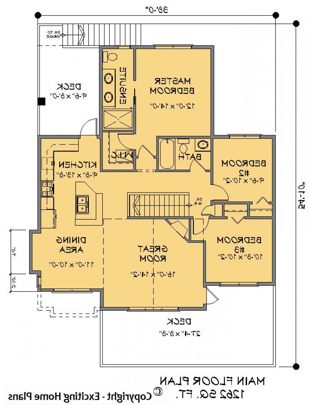 House Plan E1377-10  Main Floor Plan REVERSE