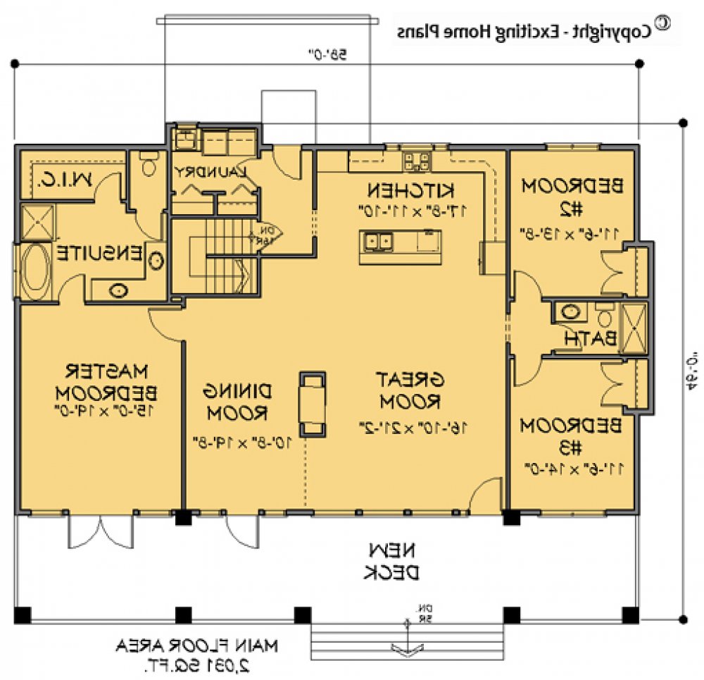 House Plan E1134-10 Main Floor Plan REVERSE