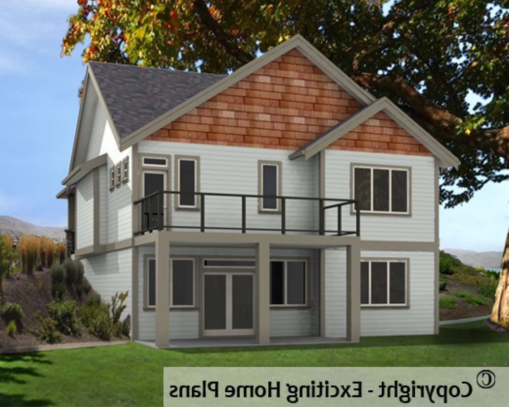 House Plan E1599-10 Rear 3D View REVERSE