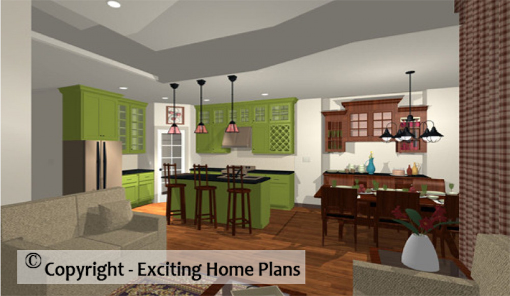 House Plan E1047-10 Interior Kitchen 3D Area