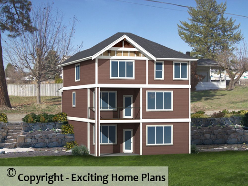 House Plan E1272-10 Rear 3D View