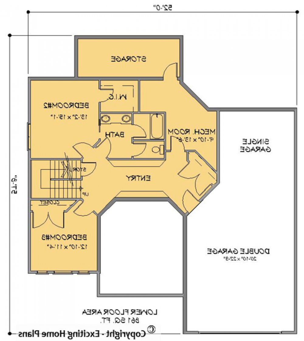 House Plan E1094-10 Lower Floor Plan REVERSE