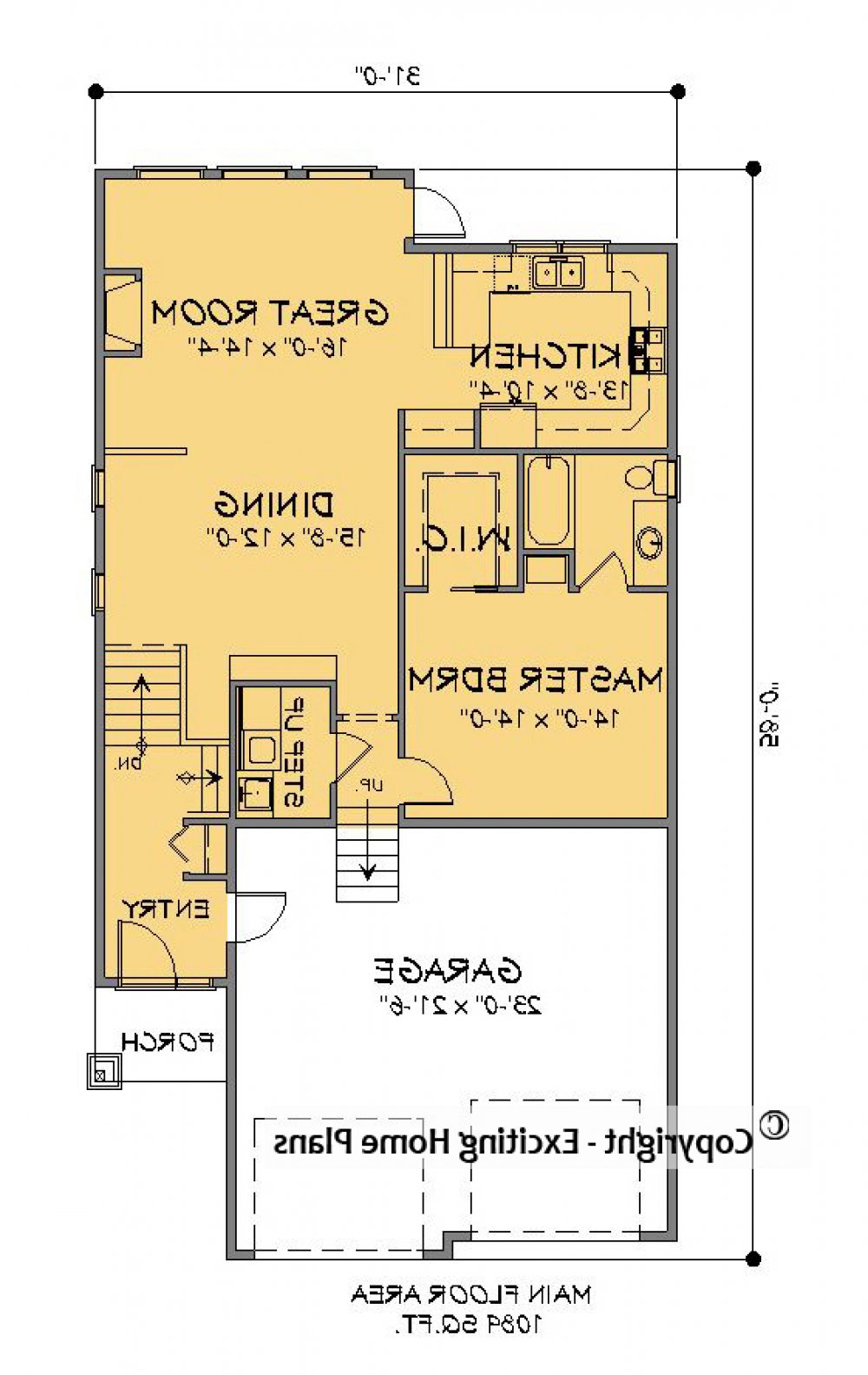 House Plan E1715-10  Main Floor Plan REVERSE