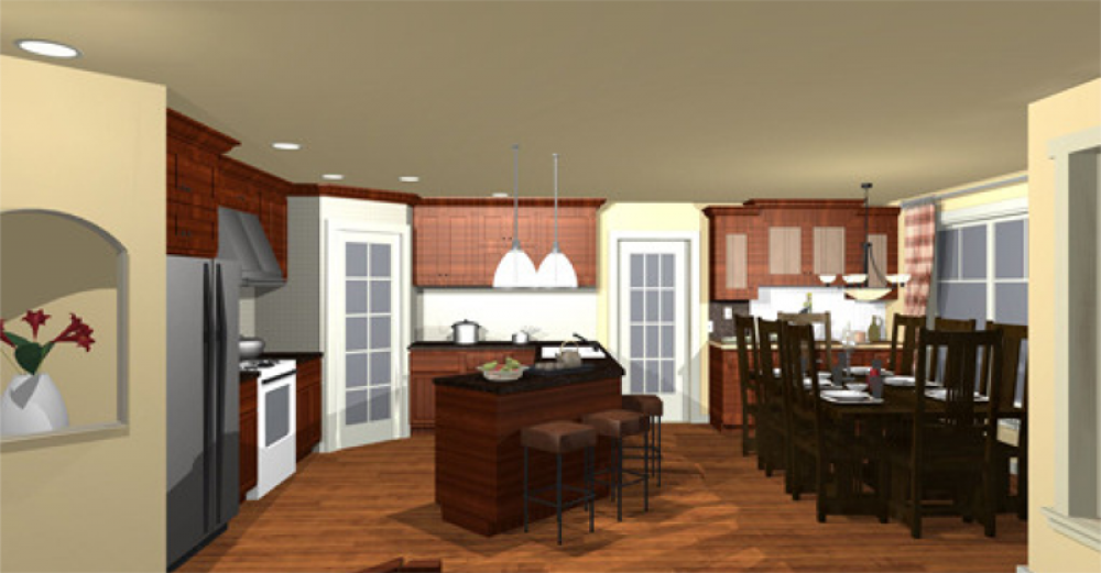 House Plan E1003-10 Interior Kitchen 3D Area