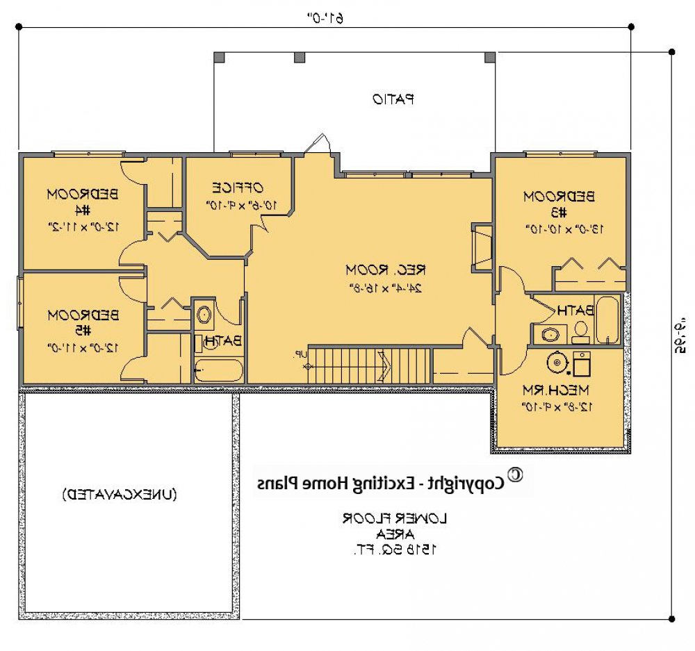 House Plan E1391-10  Lower Floor Plan REVERSE