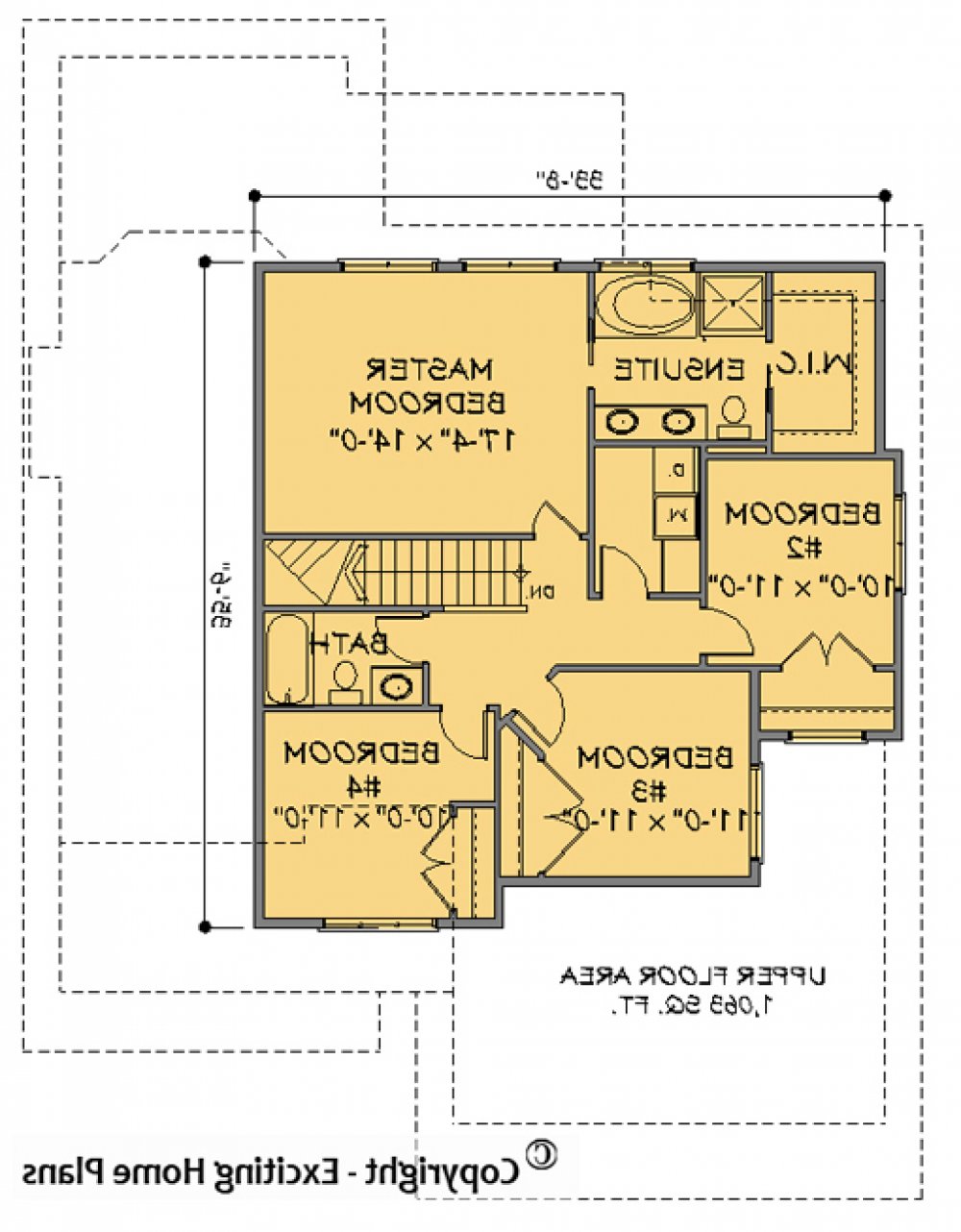 House Plan E1147-10 Upper Floor Plan REVERSE