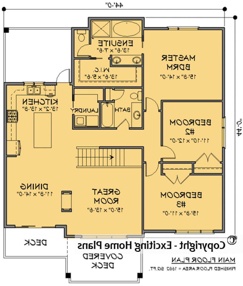 House Plan E1732-10  Main Floor Plan REVERSE
