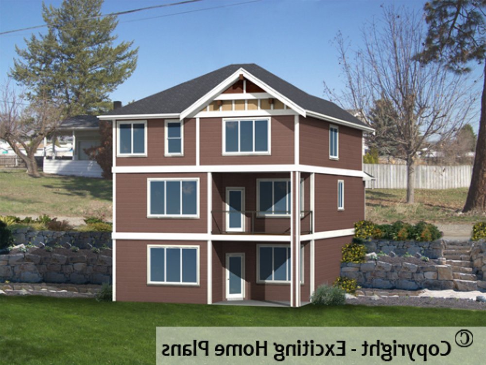 House Plan E1272-10 Rear 3D View REVERSE