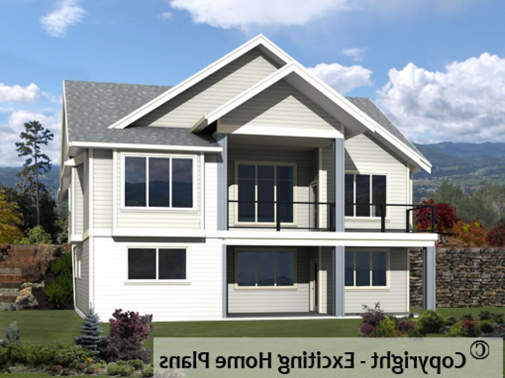 House Plan E1595-10 Rear 3D View REVERSE