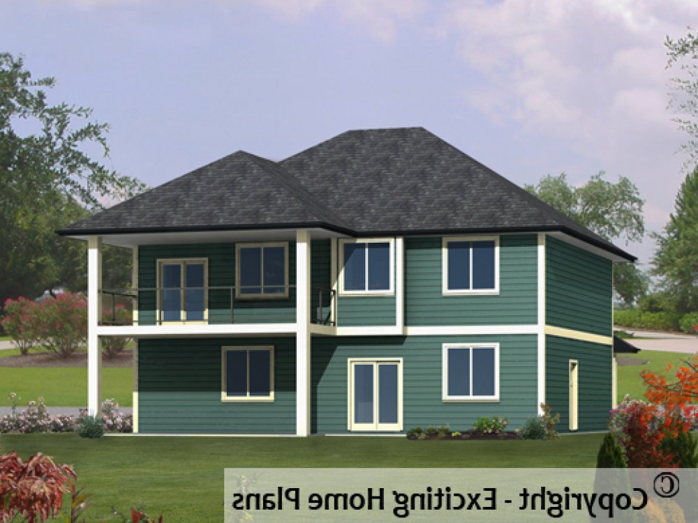 House Plan E1294-10 Rear 3D View REVERSE