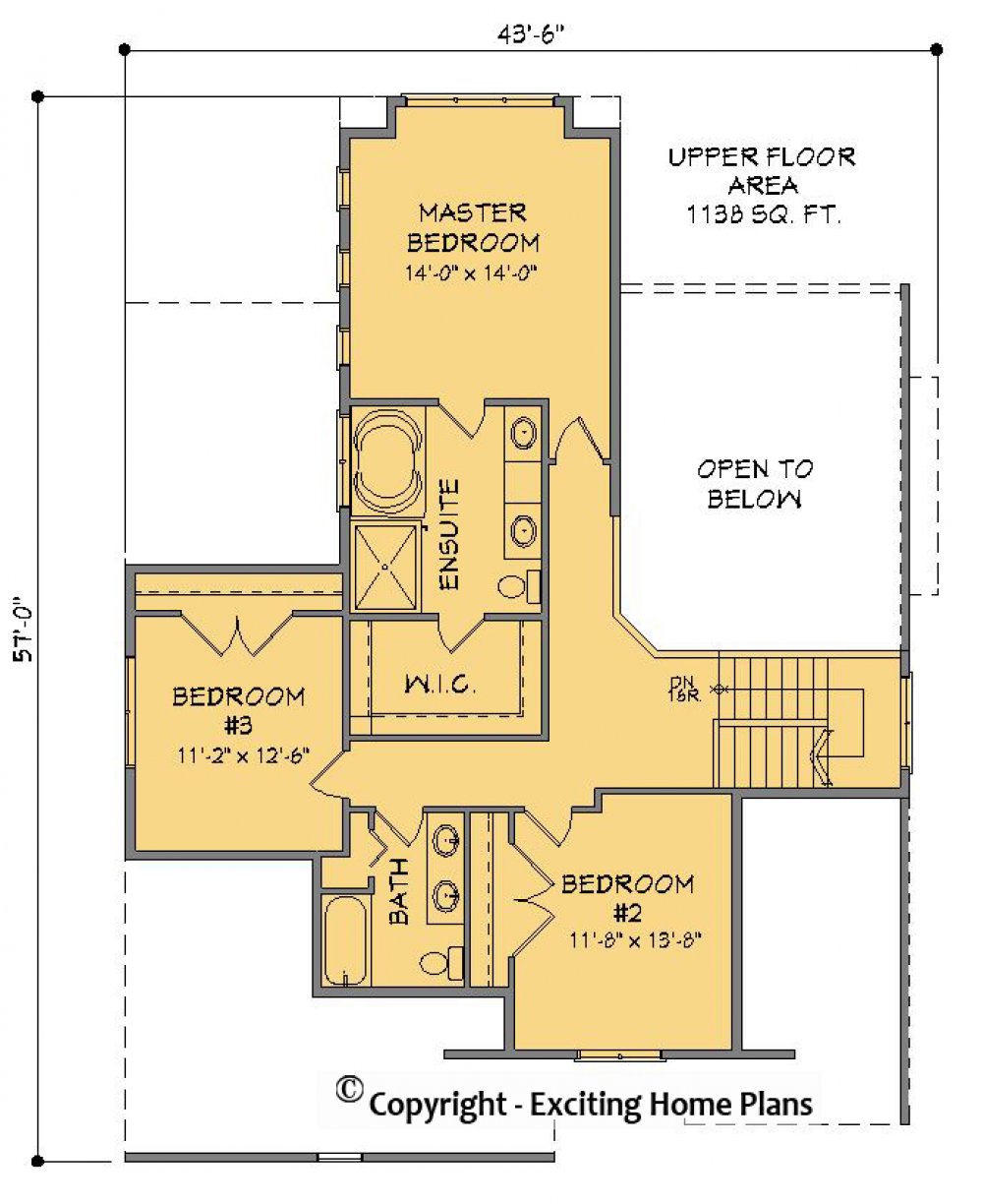 House Plan E1373-10  Upper Floor Plan