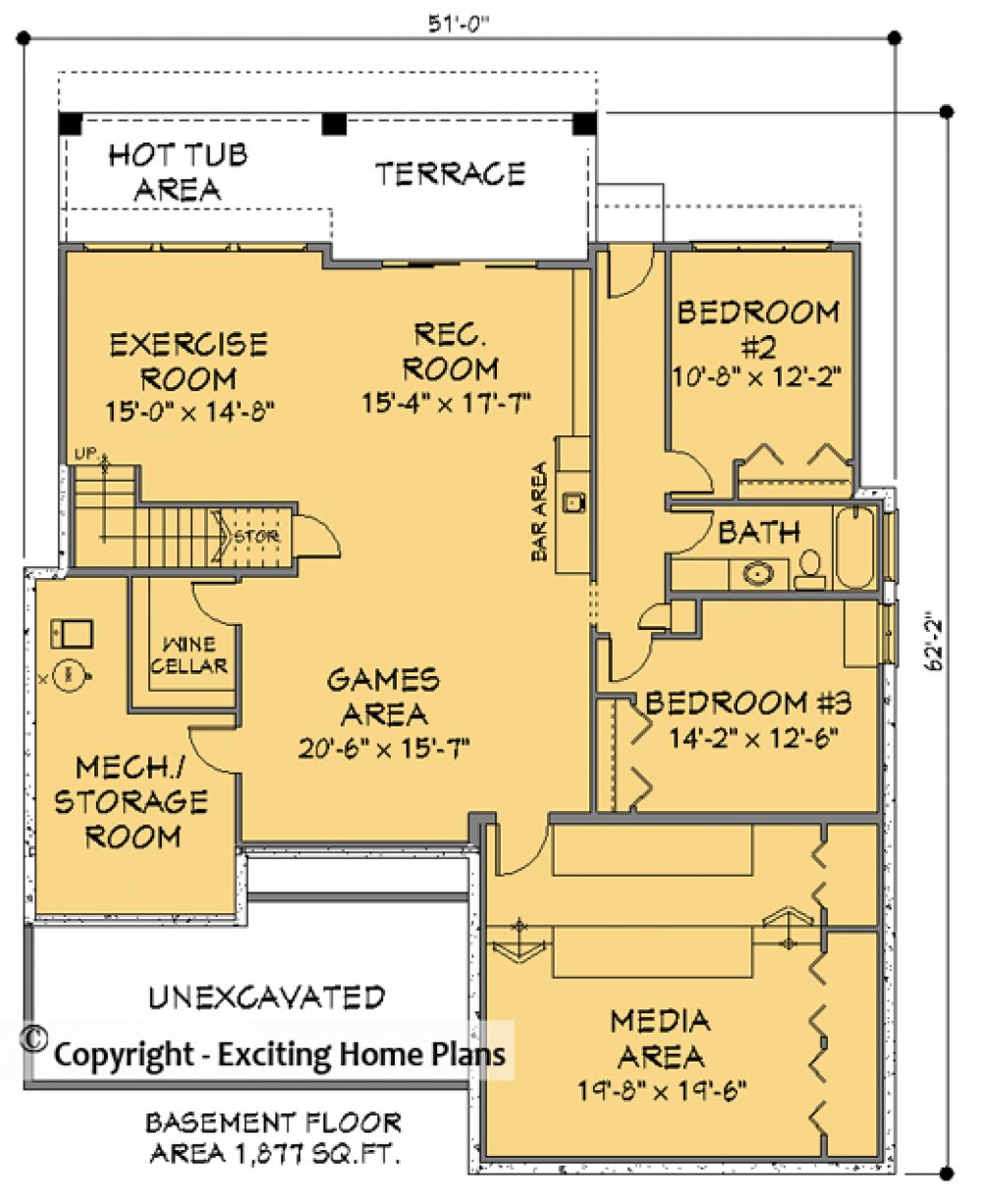 House Plan E1173-10 Lower Floor Plan